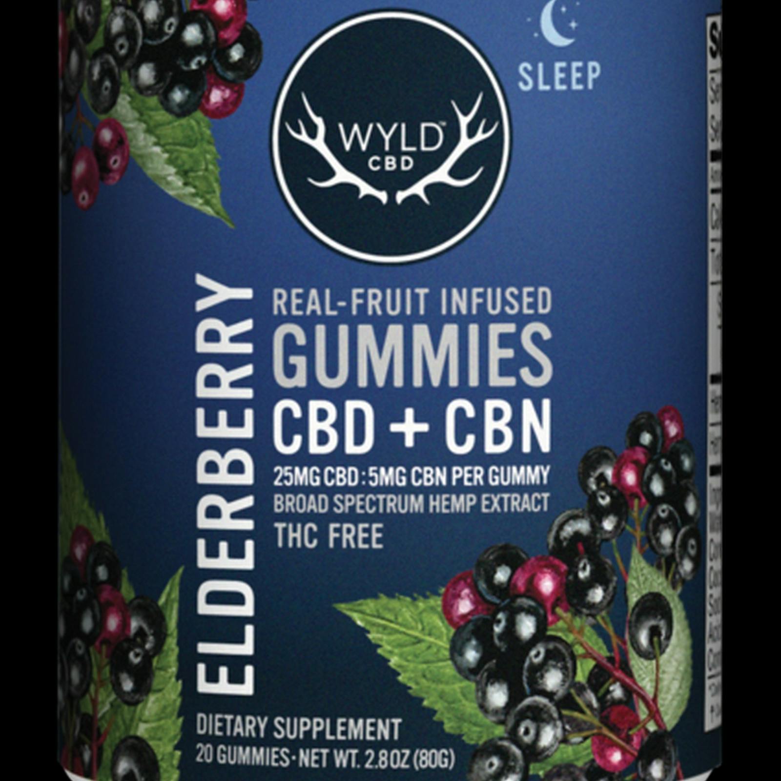 Wyld - Real Fruit Infused 500mg CBD + 100mg CBN Gummies Elderberry (Sleep) - 20-pack 500mg